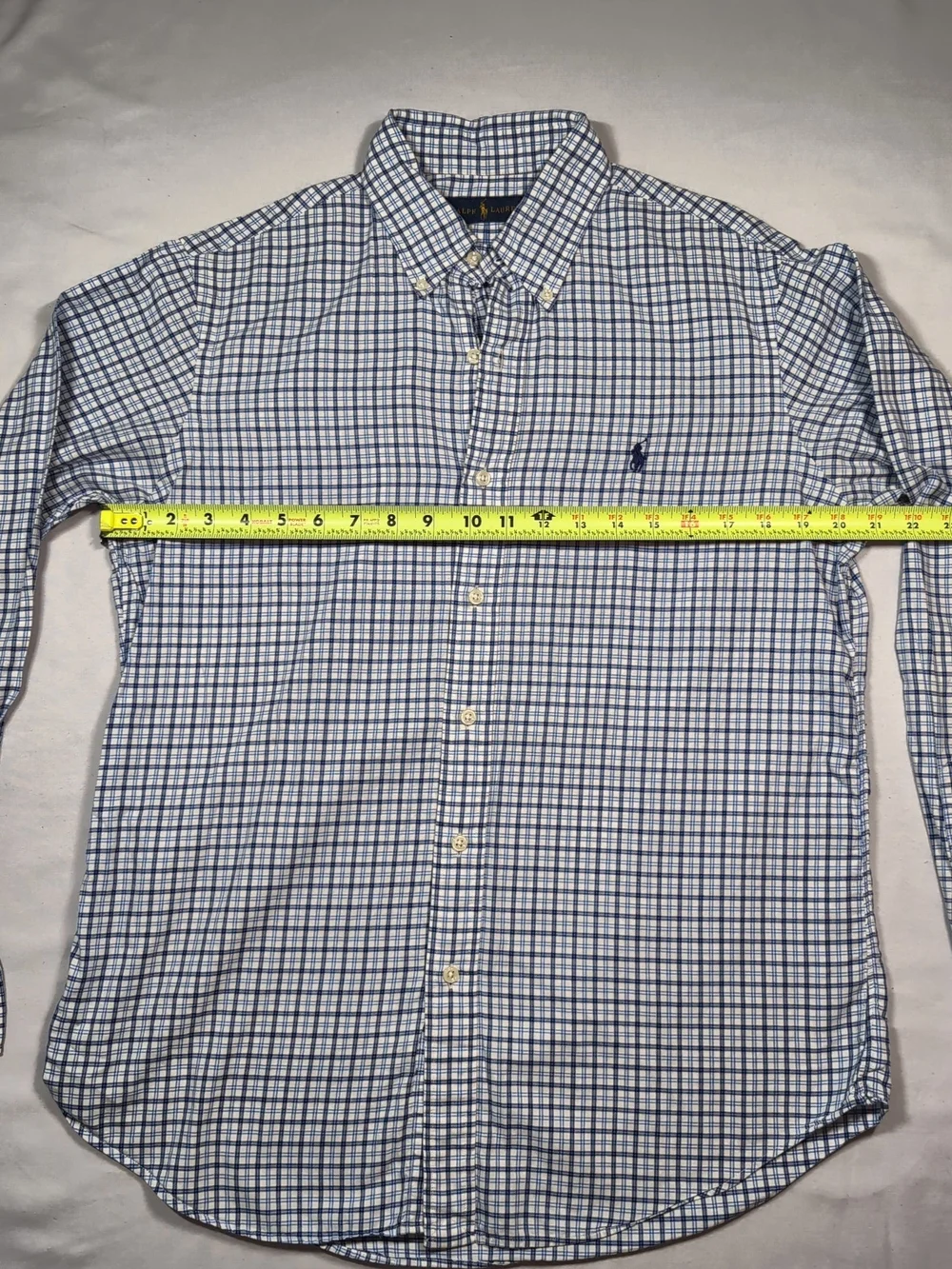 Ralph Lauren Blue and White Checked Button-Down Shirt - Picture 7 of 7